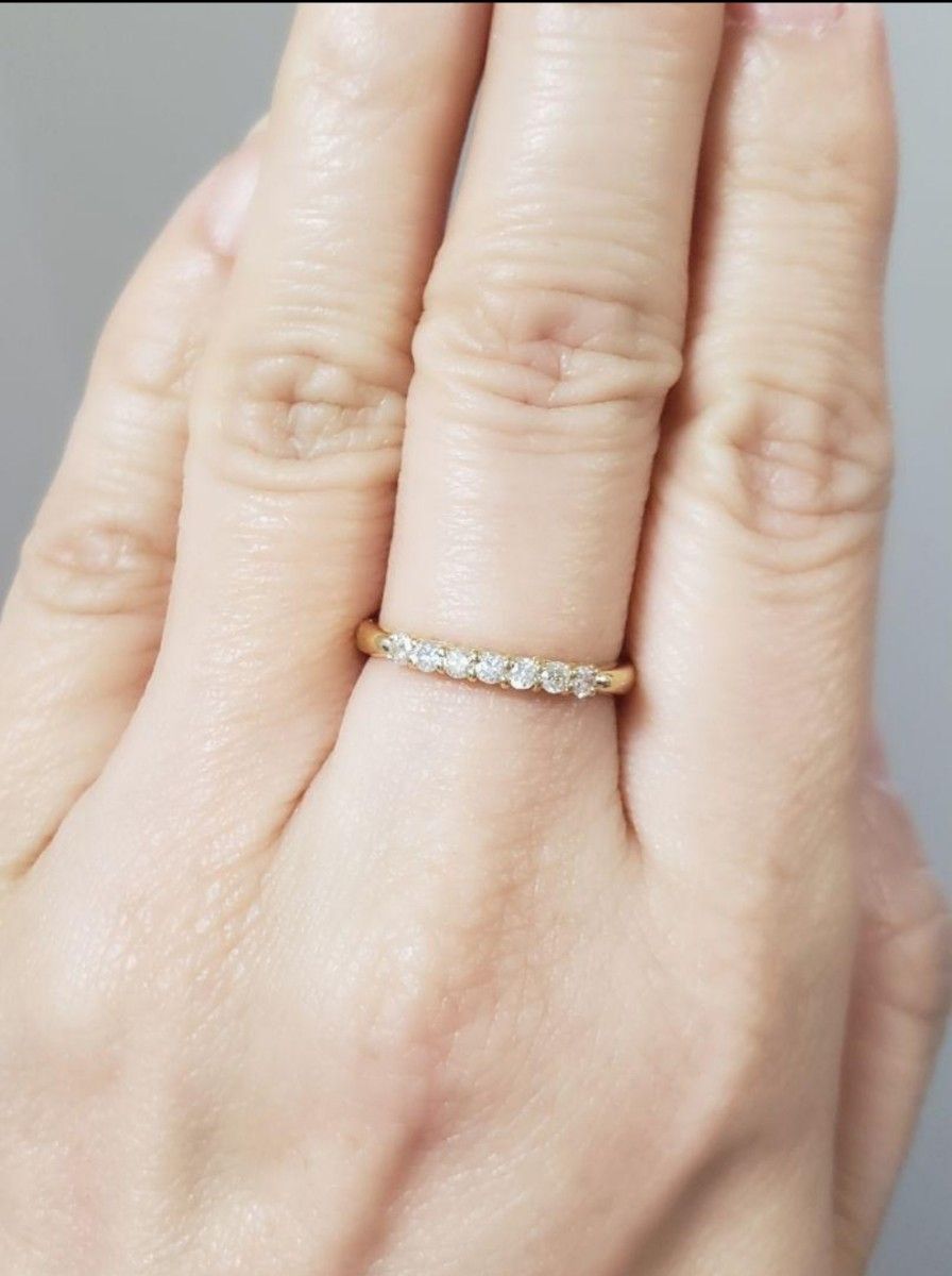 新品☆天然ダイヤモンド 0.21ct ☆ K18 シンプル 一文字リング 10.5号