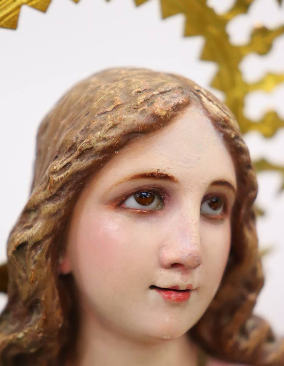 聖母マリア像 無原罪の聖母/無原罪の御宿り 高さ45cm グラスアイ/木製