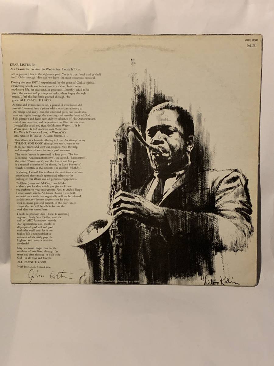 UK 盤　Impulse John Coltrane A Love Supreme IMPL 8001_画像2