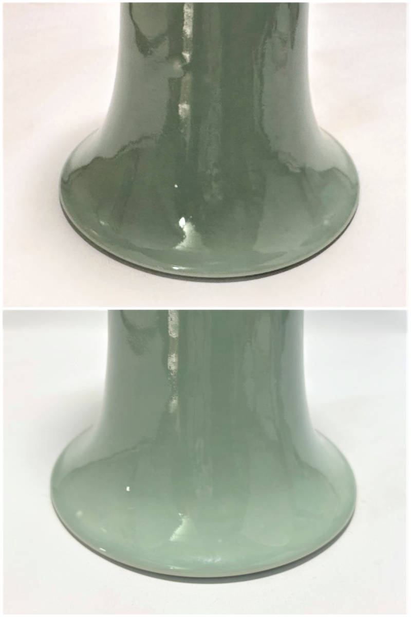 E311☆清風 与平【青磁尊式花瓶】花入 花生 花器 置物 飾り物 煎茶道具