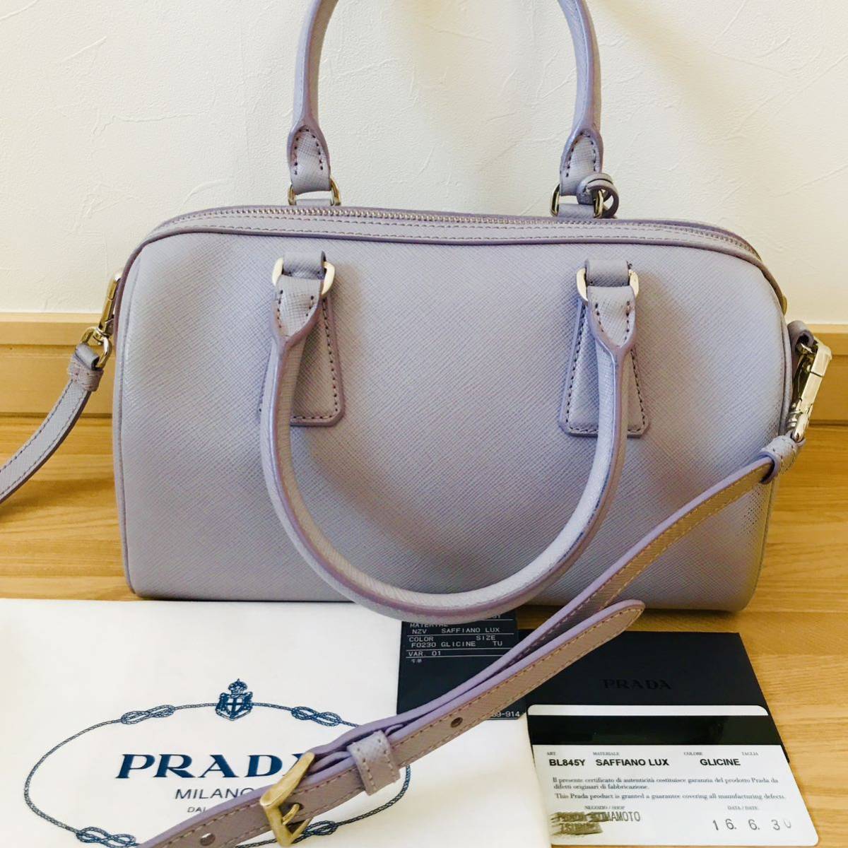 極美品　PRADA プラダ　 2way ショルダーバッグ　 ミニボストンバッグ　パープル　ラベンダー　紫_画像10