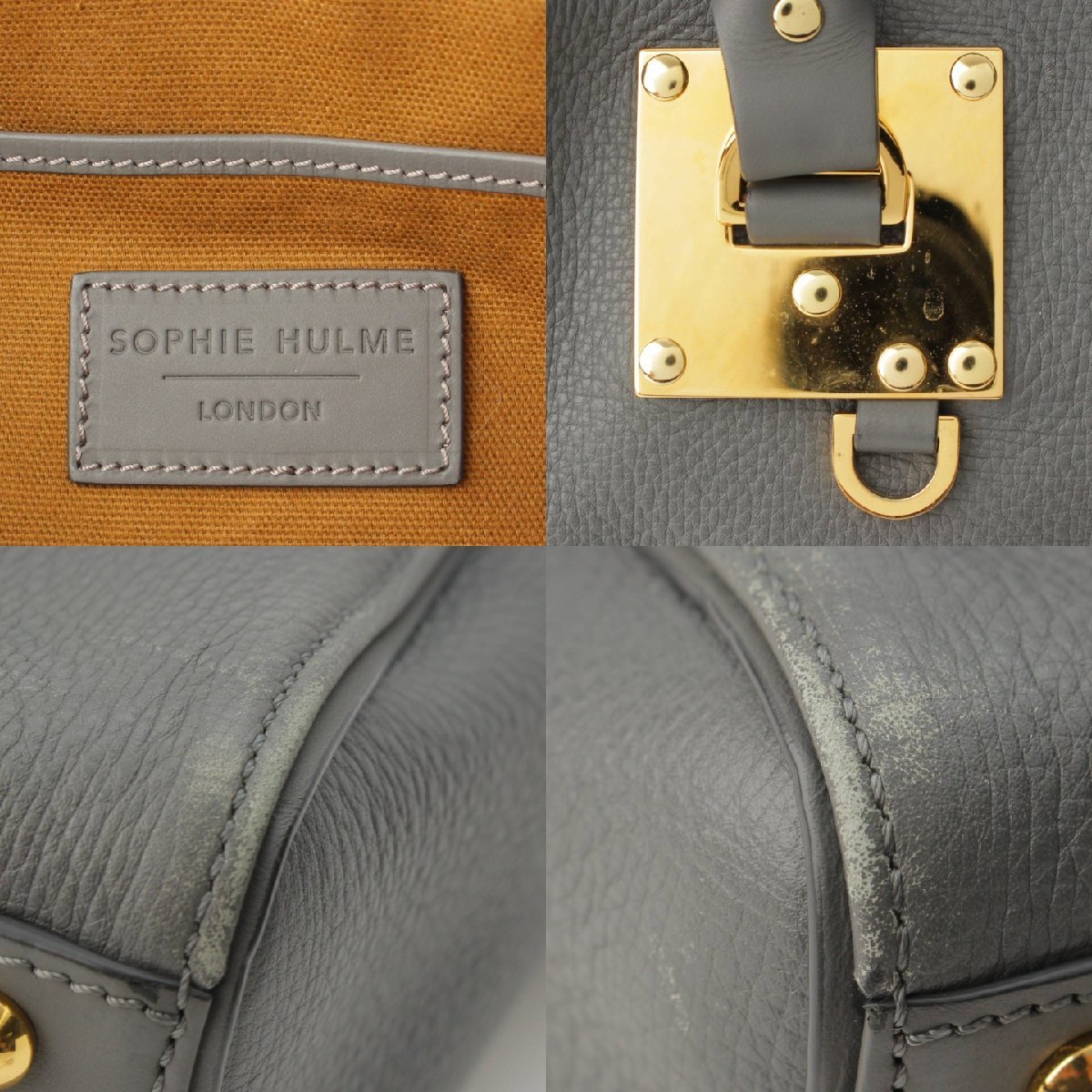 【ソフィーヒュルム】SOPHIE HULME　アルビオン 2WAY レザー ハンドバッグ グレー 【中古】【正規品保証】179226_画像7