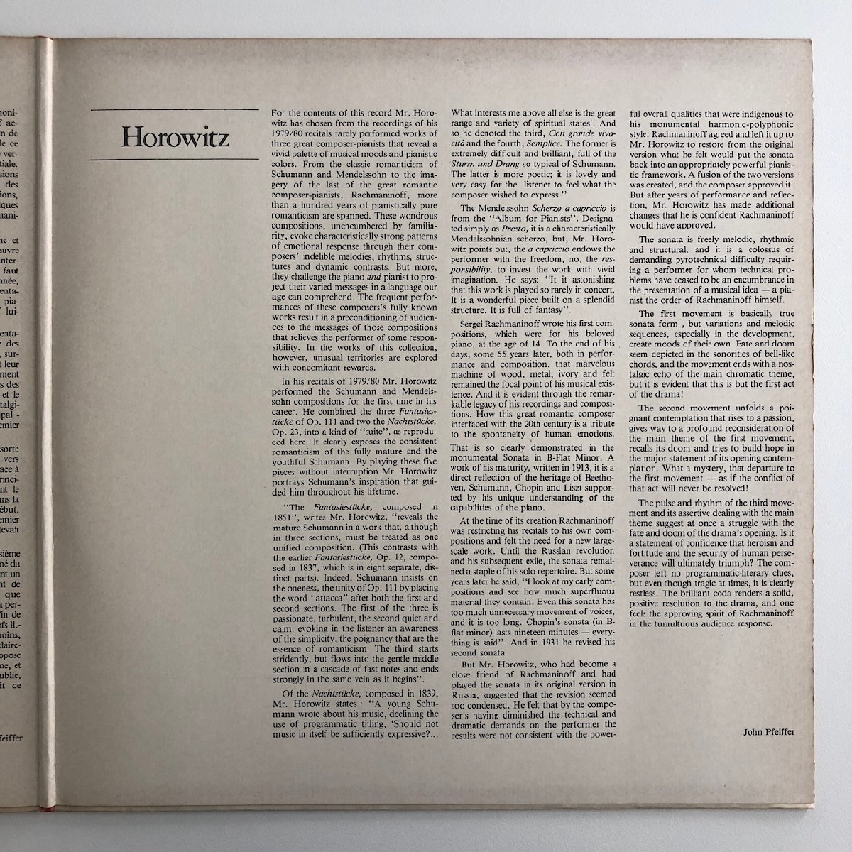 LP/ ホロヴィッツ / CONCERTS 1979-80 / シューマン：幻想小曲集、4つの夜曲 第3,4番 他 / フランス盤 RCA RL-13775 30406_画像4