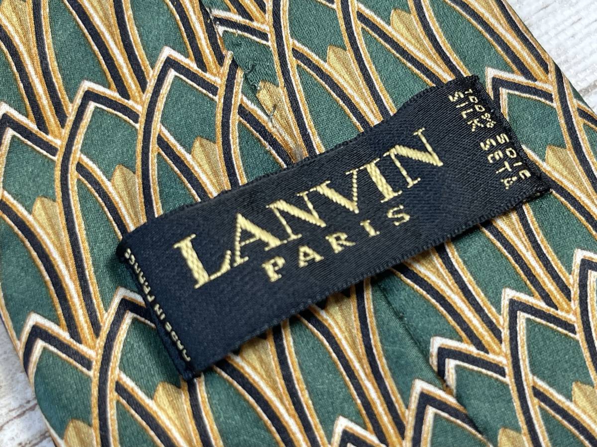 ☆送料無料☆ LANVIN ランバン 古着 ネクタイ フランス製 シルク グリーン 服飾小物 中古 即決_画像5