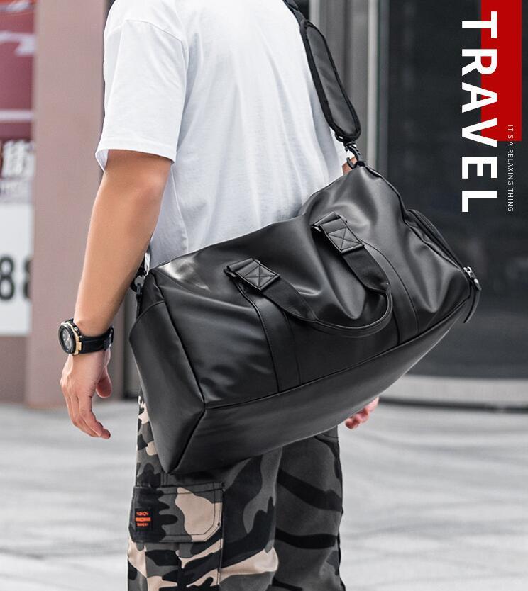 PUレザーボストンバッグ ショルダーバッグ 旅行バッグ ビジネスバッグ 男性用 通勤鞄 書類かばん　ブラック　大容量_画像6