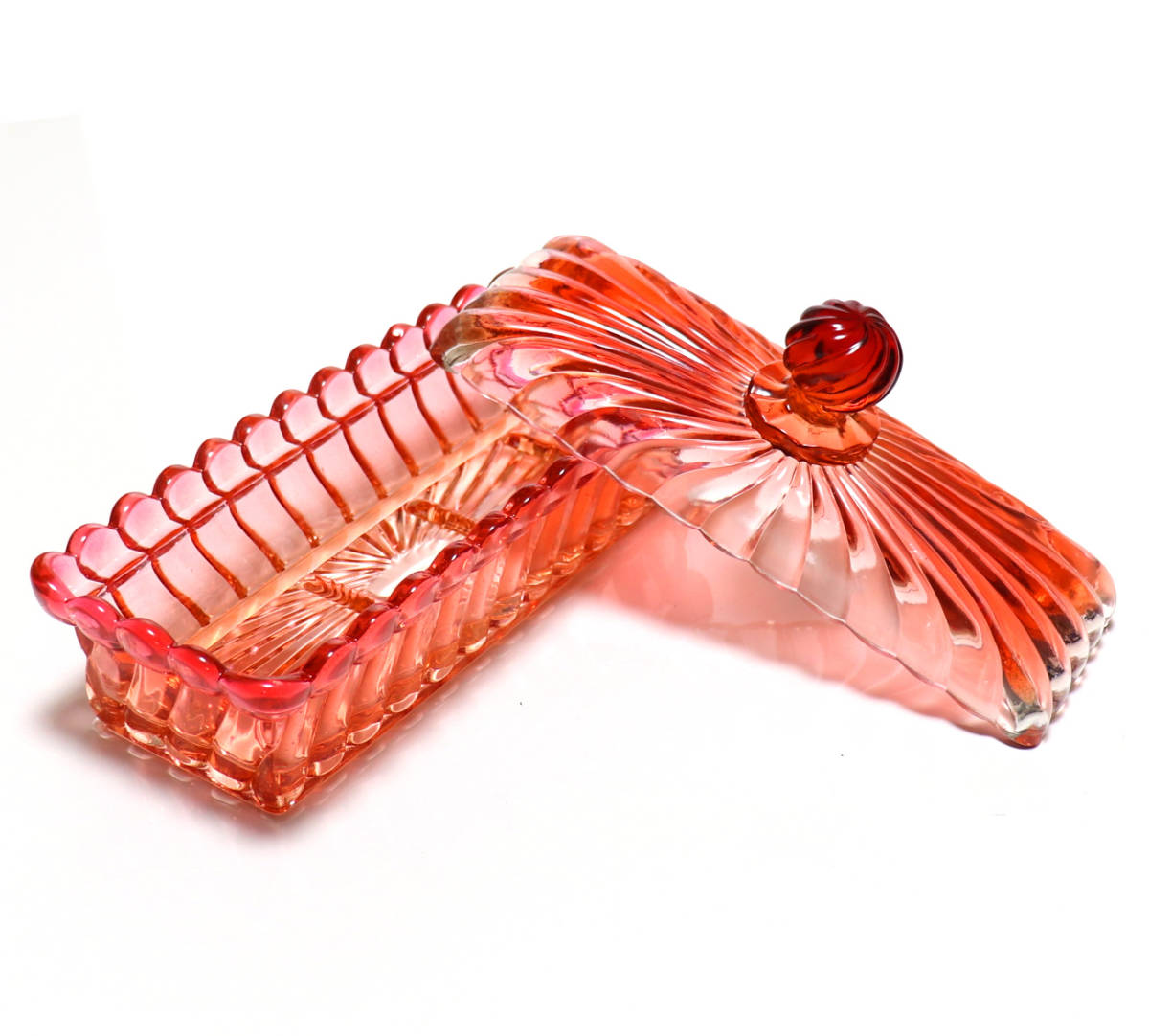 オールド・バカラ (BACCARAT) 1900年頃 バンブー ローズ 大型 蓋物