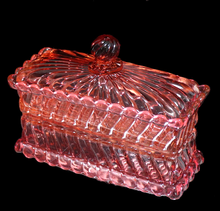 オールド・バカラ (BACCARAT) 1900年頃 バンブー ローズ 大型 蓋物