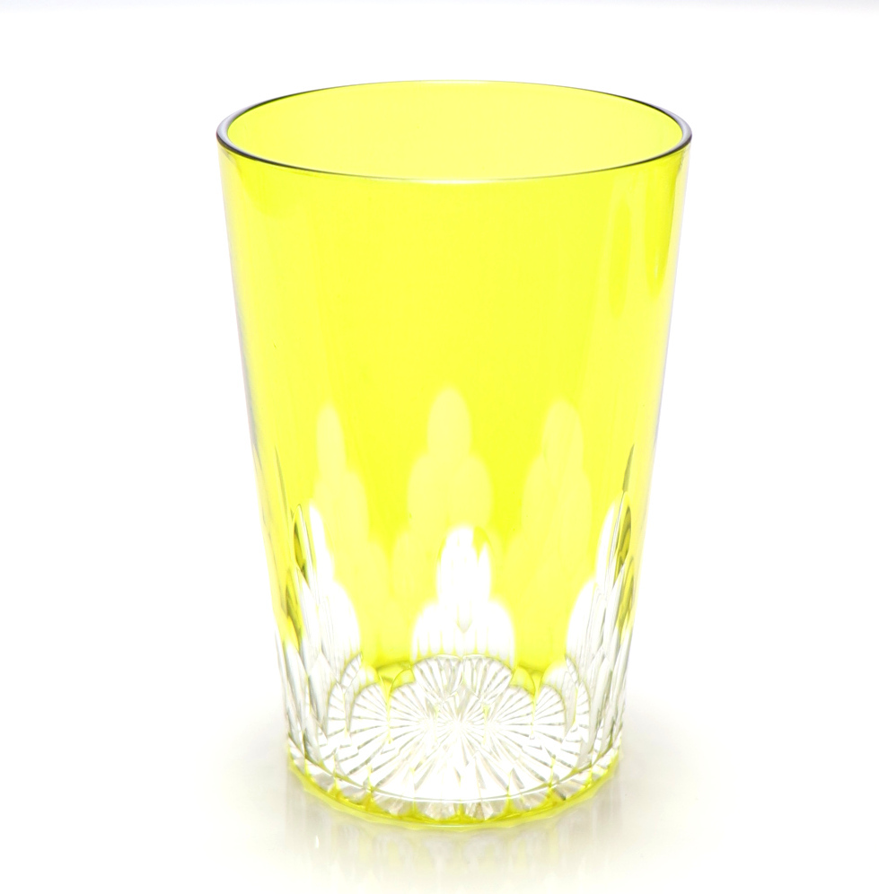 オールド・バカラ (BACCARAT) 稀少 リシュリュー レアサイズ 黄色被せ装飾 10.7cm グラス カップ アンティーク 日本酒 コーヒー イエロー