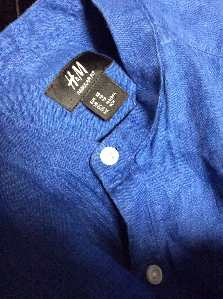 H&M ブルーバンドカラーシャツSサイズ