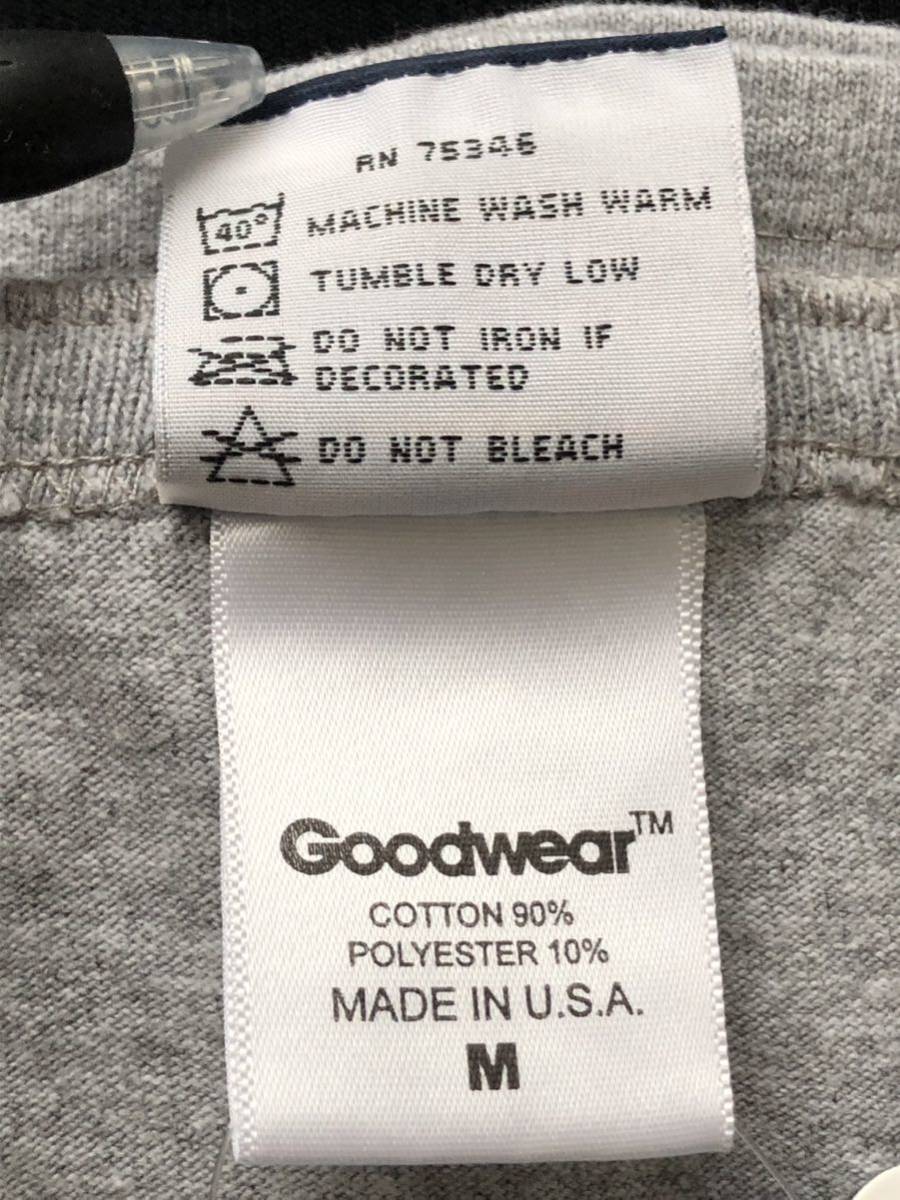 新品 定価6380円 USA製 グッドウェア ヘンリーネック Tシャツ　　スリムフィット Goodwear MADE IN USA アメリカ製 グレー M 玉7311_画像4