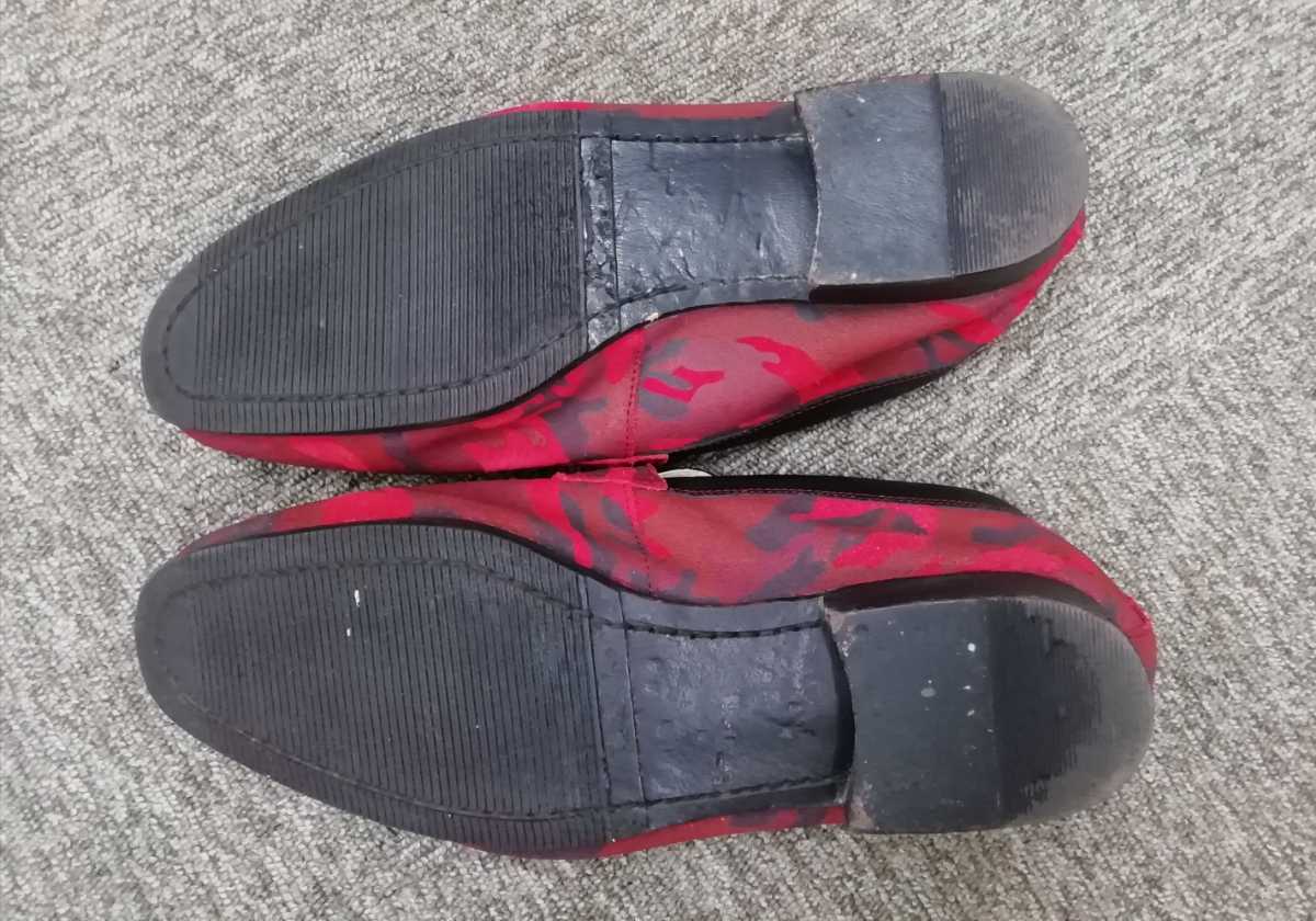 最高 HONOUR OVATION USED レッドカモフラージュ ローファー/RED