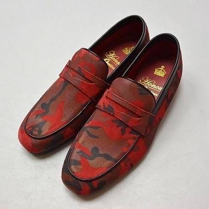 最高 HONOUR OVATION USED レッドカモフラージュ ローファー/RED