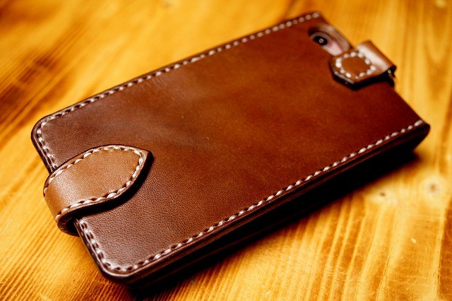  hand made saddle leather iPhone SE2 case Brown D