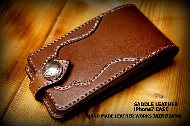  hand made saddle leather iPhone SE2 case Brown D