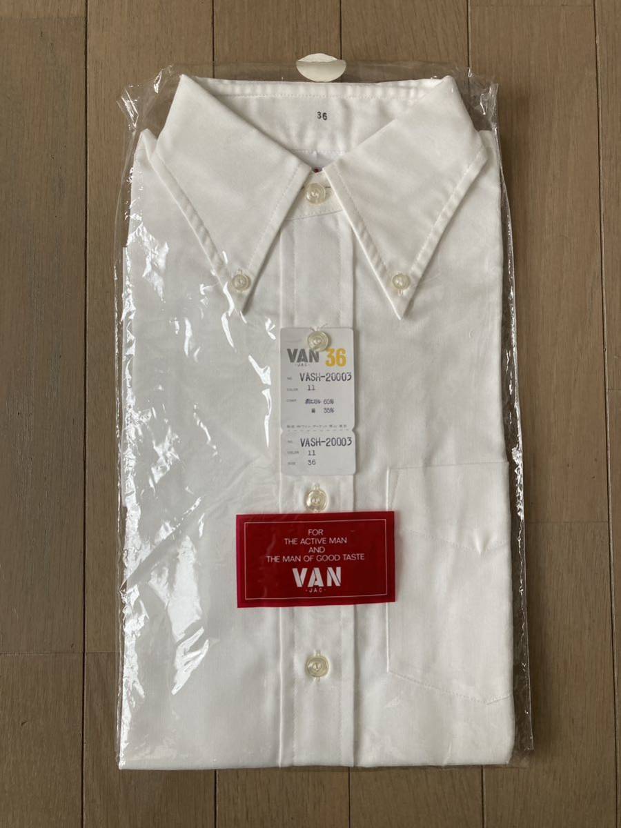 【VAN JAC】レディースワイシャツ サイズ36 無地 半袖BDシャツ IVY TRAD ヴァンヂャケット 小難 未使用品_画像1