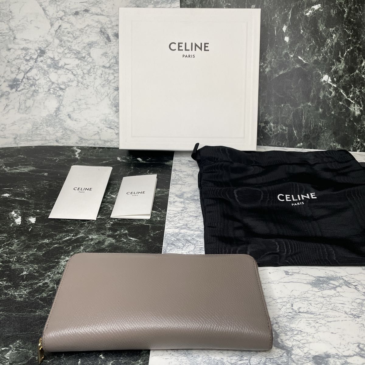 CELINE セリーヌ　カーフスキンラージジップウォレット　長財布　ベージュ