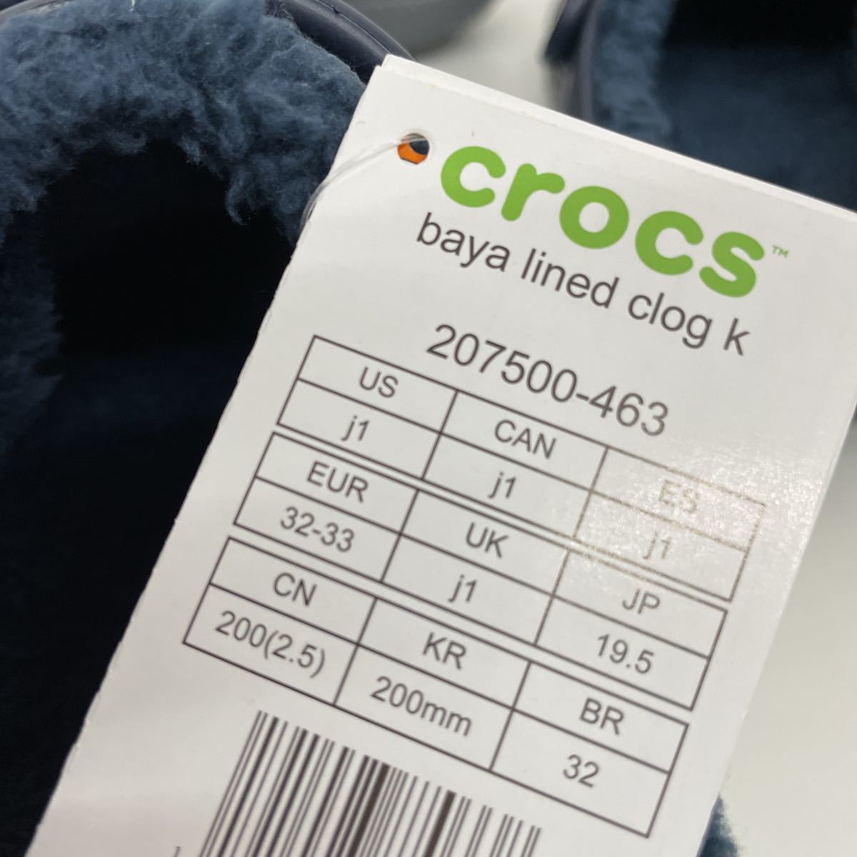 未使用■クロックス CROCS キッズ ウィンター クロッグ キッズ ボア付サンダル J1 19.5cm ネイビー_画像5