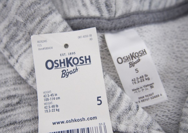 まとめて4枚 未使用/訳有■OSHKOSH オシュコシュ 男の子 グレー カーディガン 5 110 6 120 まとめてお得 業者 福袋_画像6