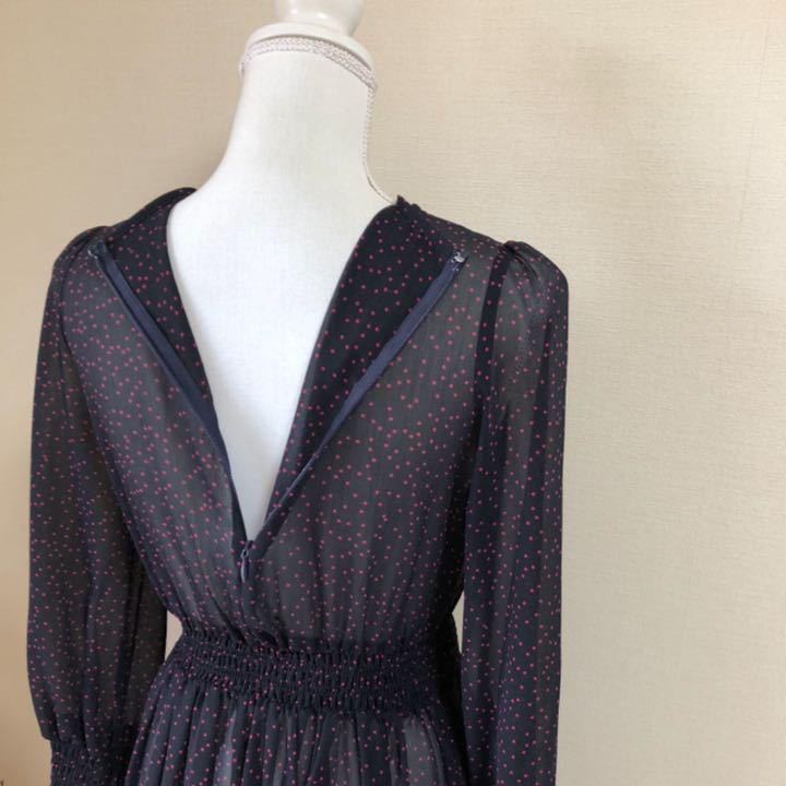 美品 ANAYI アナイ 定価4 2万 シアー ドット ワンピース 36 S 紺 美品 ANAYI アナイ 定価4 2万 シアー ドット ワンピース 36 S 紺