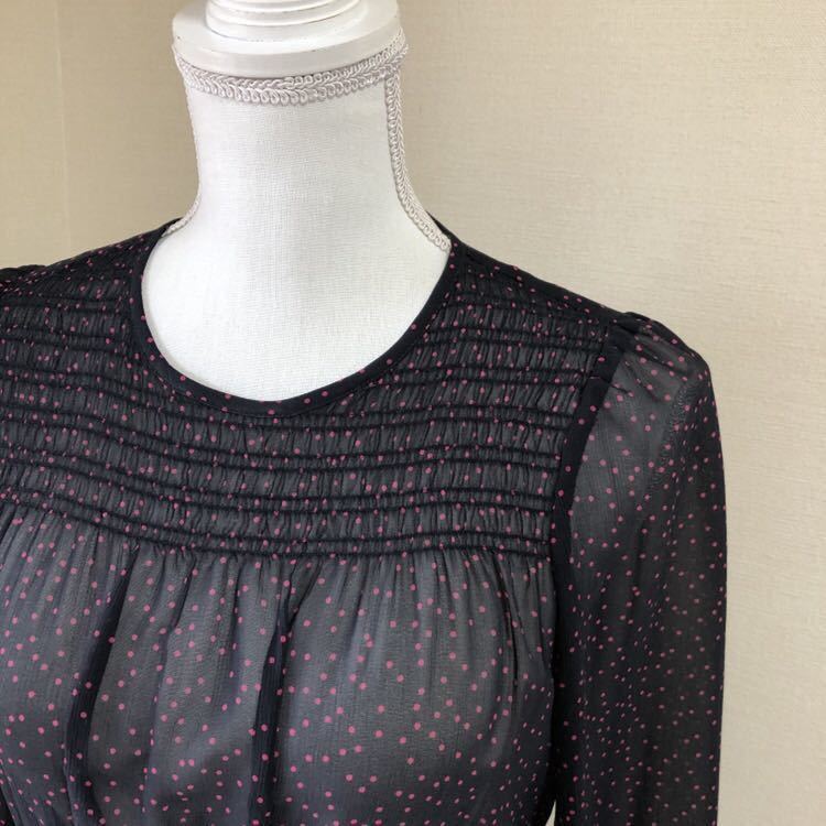 美品 ANAYI アナイ 定価4 2万 シアー ドット ワンピース 36 S 紺 美品 ANAYI アナイ 定価4 2万 シアー ドット ワンピース 36 S 紺