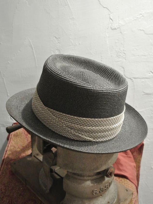 Vintage dobbs hat Milan 7 1/4ヴィンテージドブスストローブレードパナマハット58cmカンカン帽ボーターハットステットソン