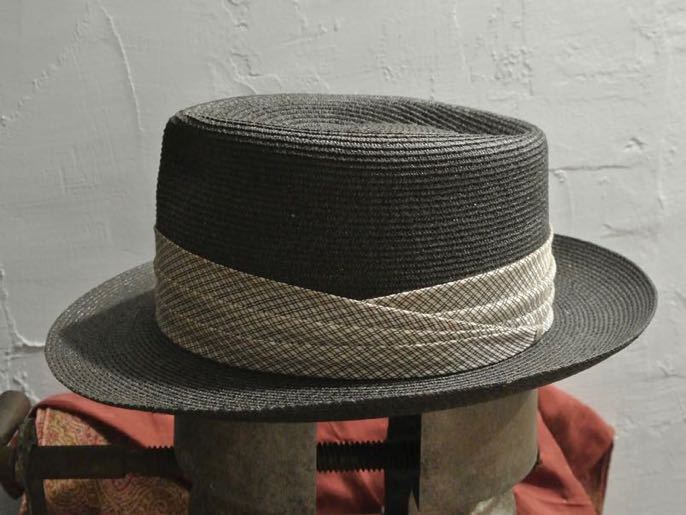 Vintage dobbs hat Milan 7 1/4ヴィンテージドブスストローブレードパナマハット58cmカンカン帽ボーターハットステットソン