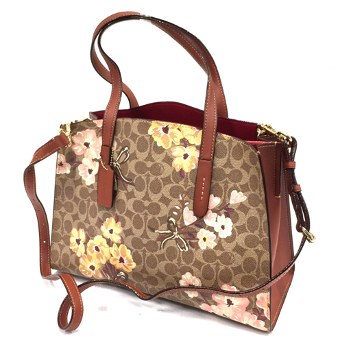 コーチ シグネチャー 花柄 2WAY ハンドバッグ ショルダーバッグ 斜