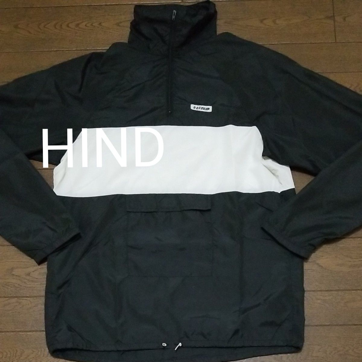HIND ハーフジップアノラック ナイロンジャケット 黒白系