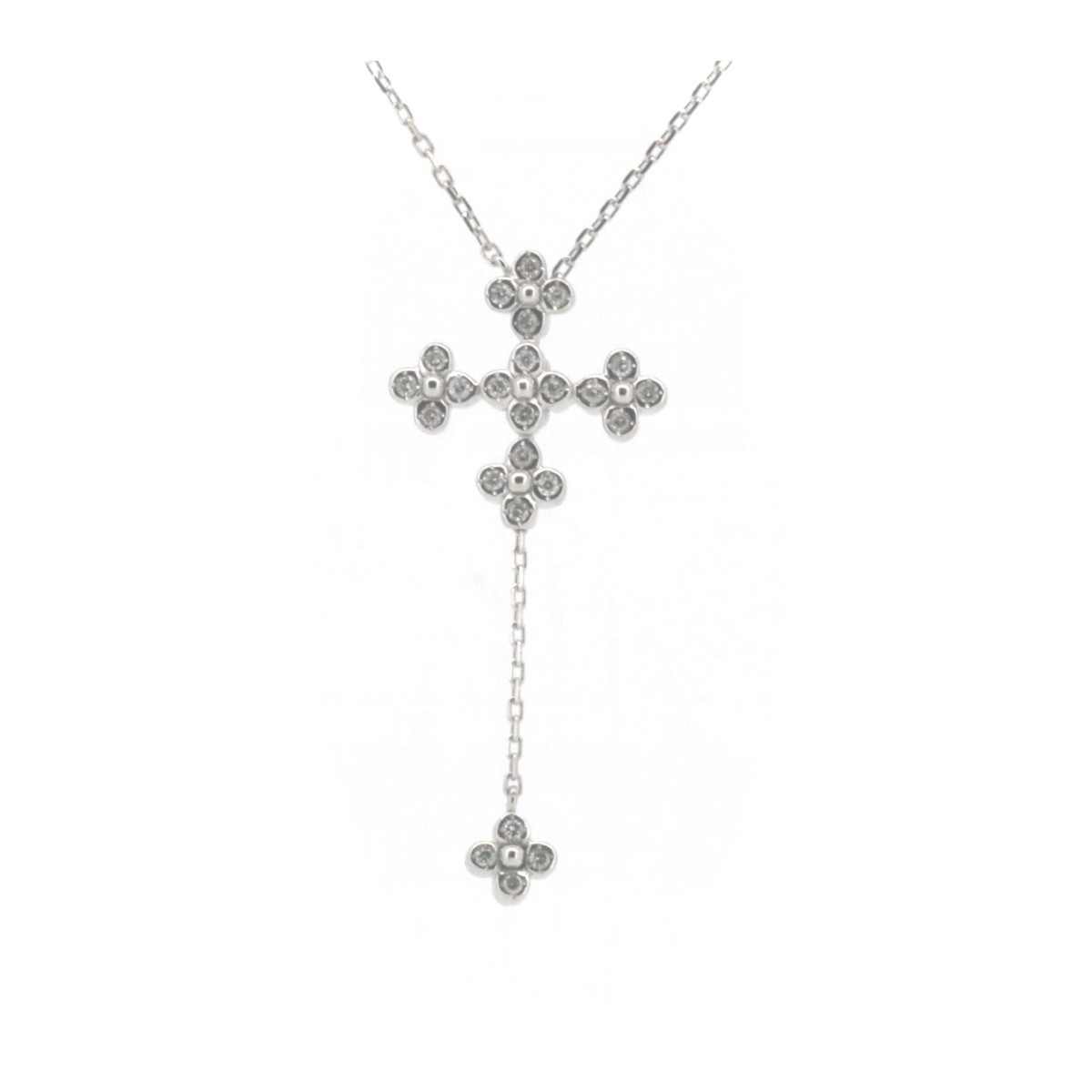 ヴァンドーム青山 ダイヤモンド ネックレス 0.14ct クロス K18WG(18金