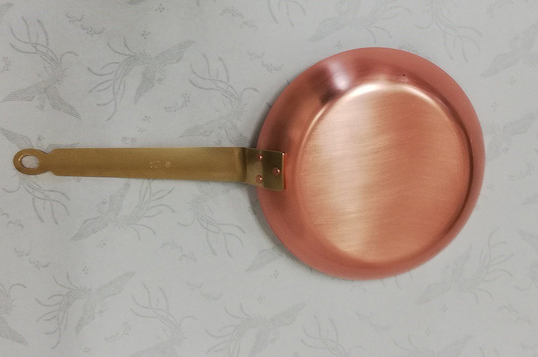 ☆純銅フライパン約径２１ｃｍ錫メッキ無板厚約２ｍｍ業務用仕様日本製