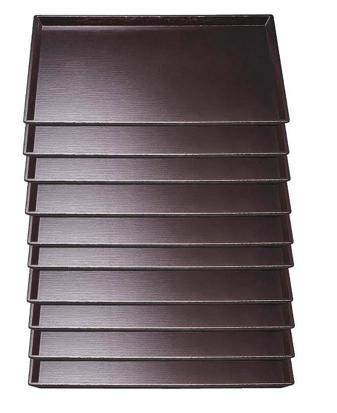 ☆業務用漆器清流長手木目盆溜尺1寸(約340X246mm)10枚越前塗日本製新品