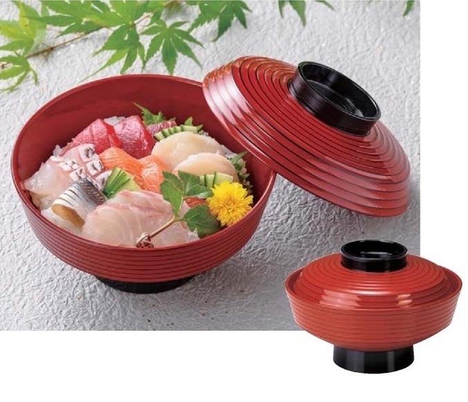 ☆業務用漆器耐熱5.5寸直筋カツ丼朱研出し内 ☆業務用漆器耐熱5.5寸直筋カツ丼朱研出し内