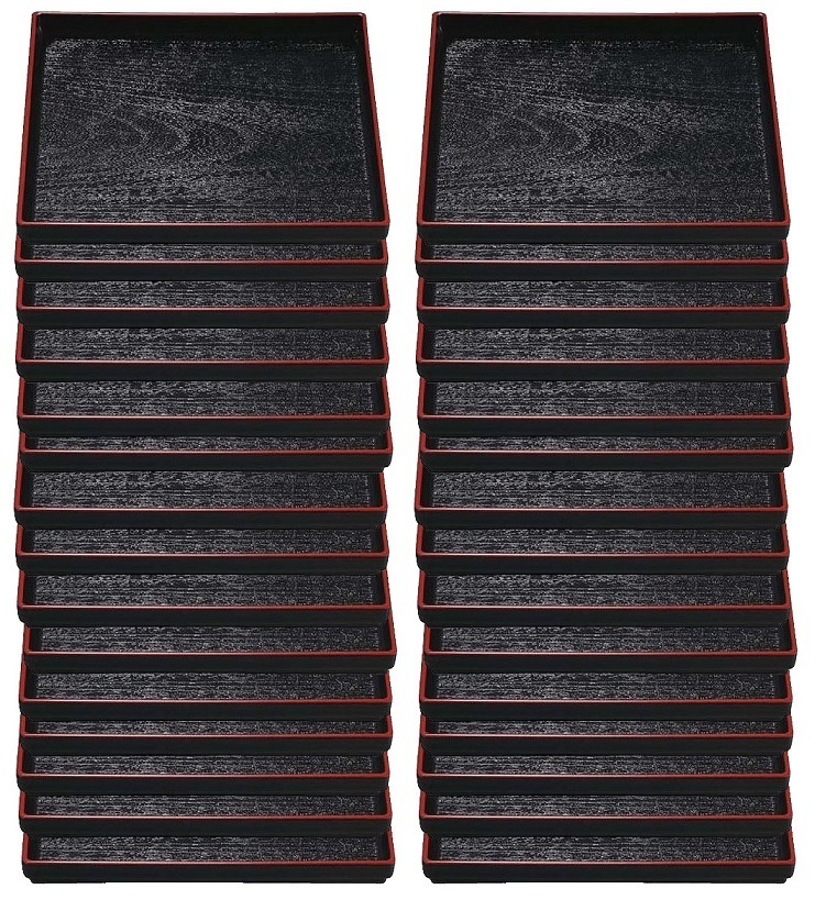 ☆業務用漆器正角木目盆黒天朱8寸(約242X242mm)30 ☆業務用漆器正角木目盆黒天朱8寸(約242X242mm)30