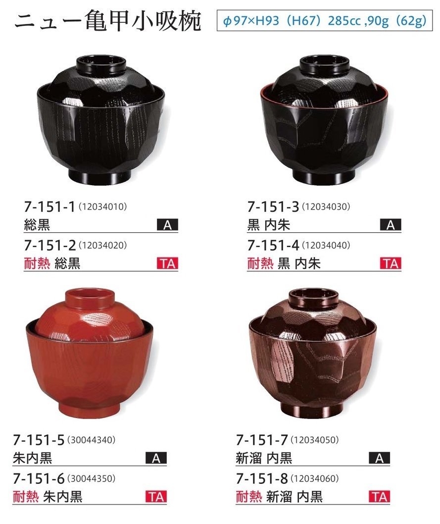 ☆業務用漆器ニュー亀甲小吸椀黒(内面朱)(約径97XH93mm ☆業務用漆器ニュー亀甲小吸椀黒(内面朱)(約径97XH93mm