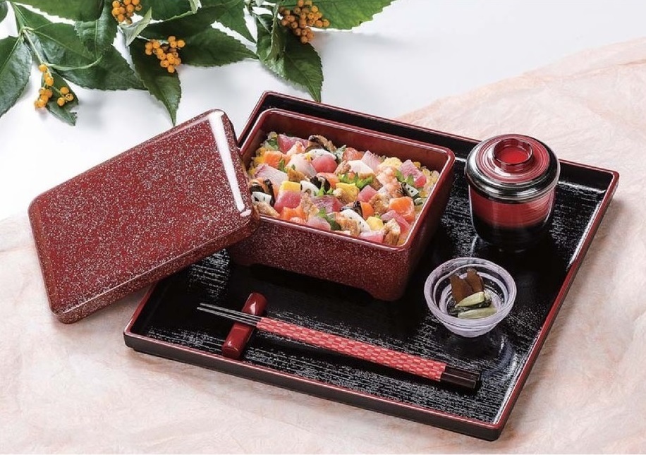 ☆業務用漆器正角木目盆黒天朱8寸(約242X242mm)30 ☆業務用漆器正角木目盆黒天朱8寸(約242X242mm)30