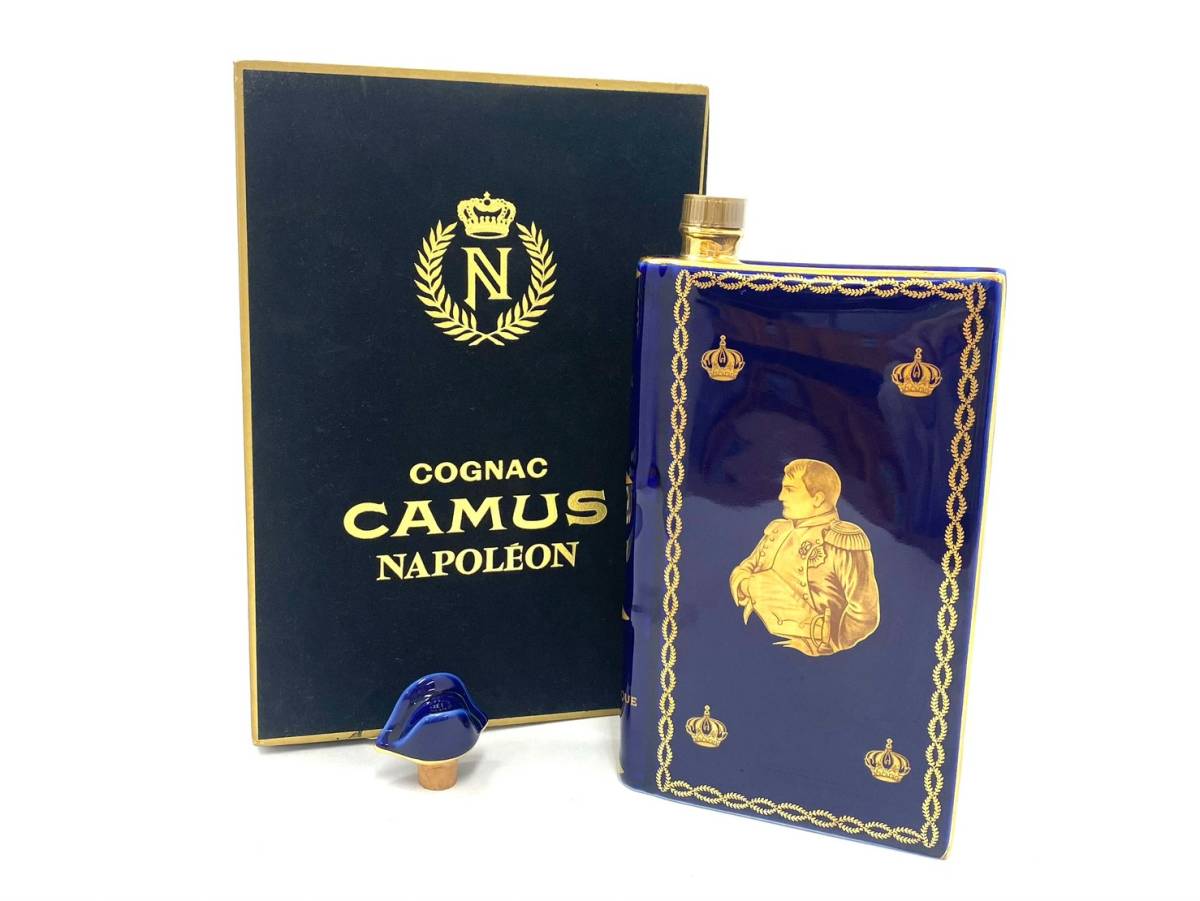 □【未開栓】CAMUS/カミュ ナポレオン ブック型 青 陶器ボトル 総重量