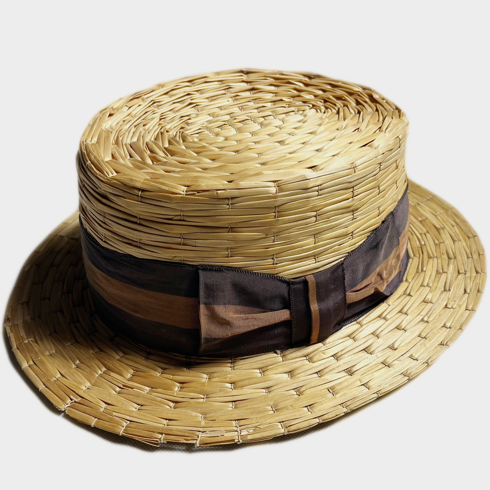 超レア! 20's 30's イタリアン イェド ボーター ハット italian yeddo boater hat vintage ヴィンテージ カンカン帽 panama パナマ straw