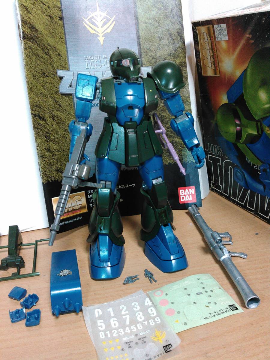 MG 1/100 MS-05 旧ザク ザクⅠ 塗装 完成品 ガンプラ ガンダム 一番くじ ガデム シャア フィギュア ジャンク セット ドアン専用 シャア専用_画像の塗装仕上げ、デカール貼り済