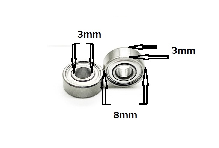 T-REX450 などに　ベアリング Φ3 x Φ8 x 3mm 4個セット MR83ZZ ABEC 5規格　._画像2