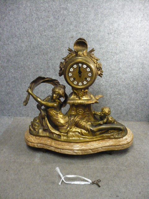 【政】30840 装飾天使美術置時計 昭和 レトロ 骨董 古物
