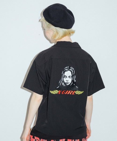 新品◆X-girl エックスガール　ANGEL FACE SHIRT　開襟シャツ◆ブラウス_画像1