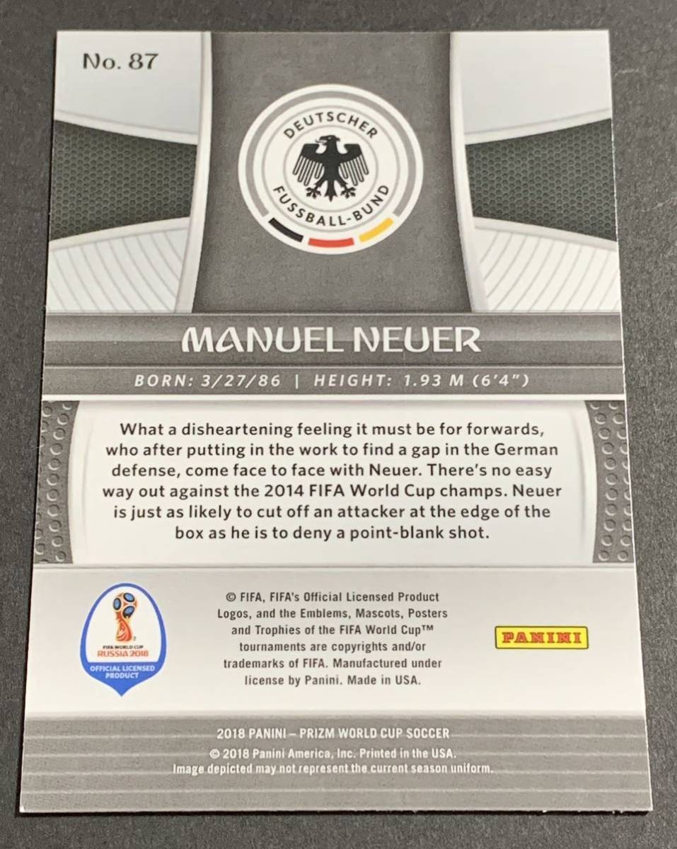 2018 Panini Prizm World Cup Manuel Neuer No.87 Germany ノイアー　ドイツ　ワールドカップ_画像2