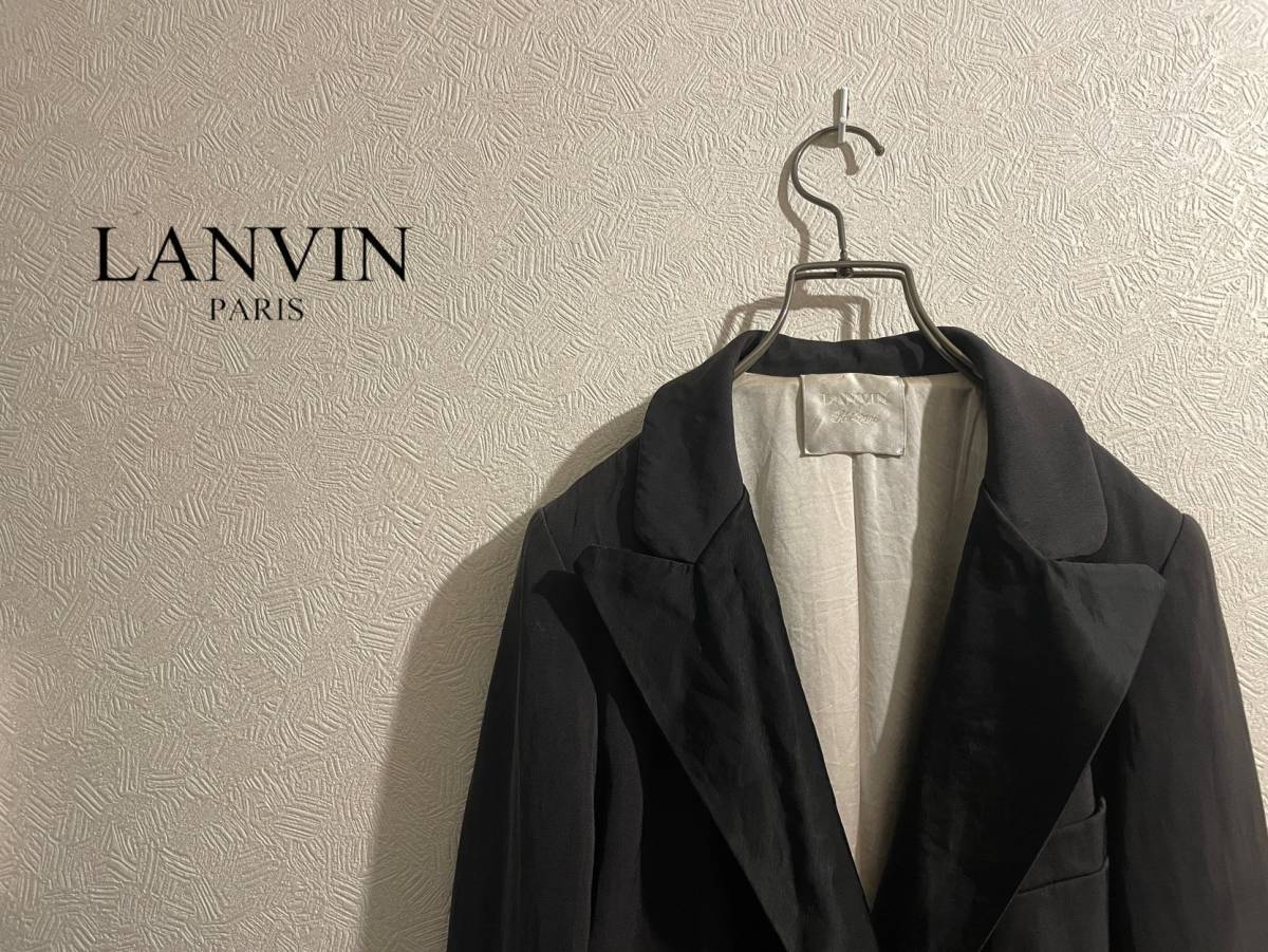 ◯ フランス製 LANVIN メインライン サテン ラペル ダブル ブレスト