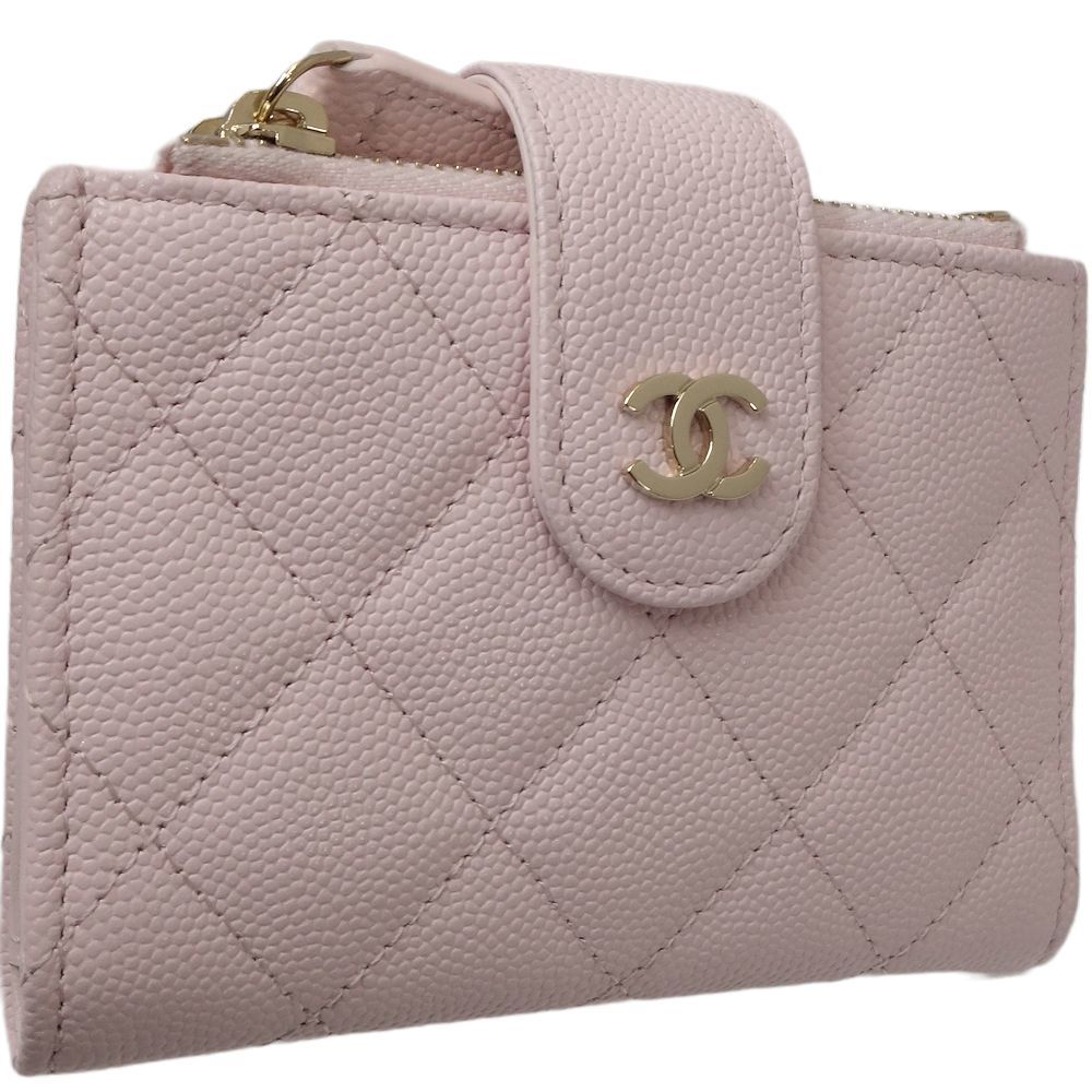 シャネル CHANEL ダブルジップカードケース クラシック マトラッセ AP1928 コインケース キャビアスキン ピンク / 083253【中古】_画像2