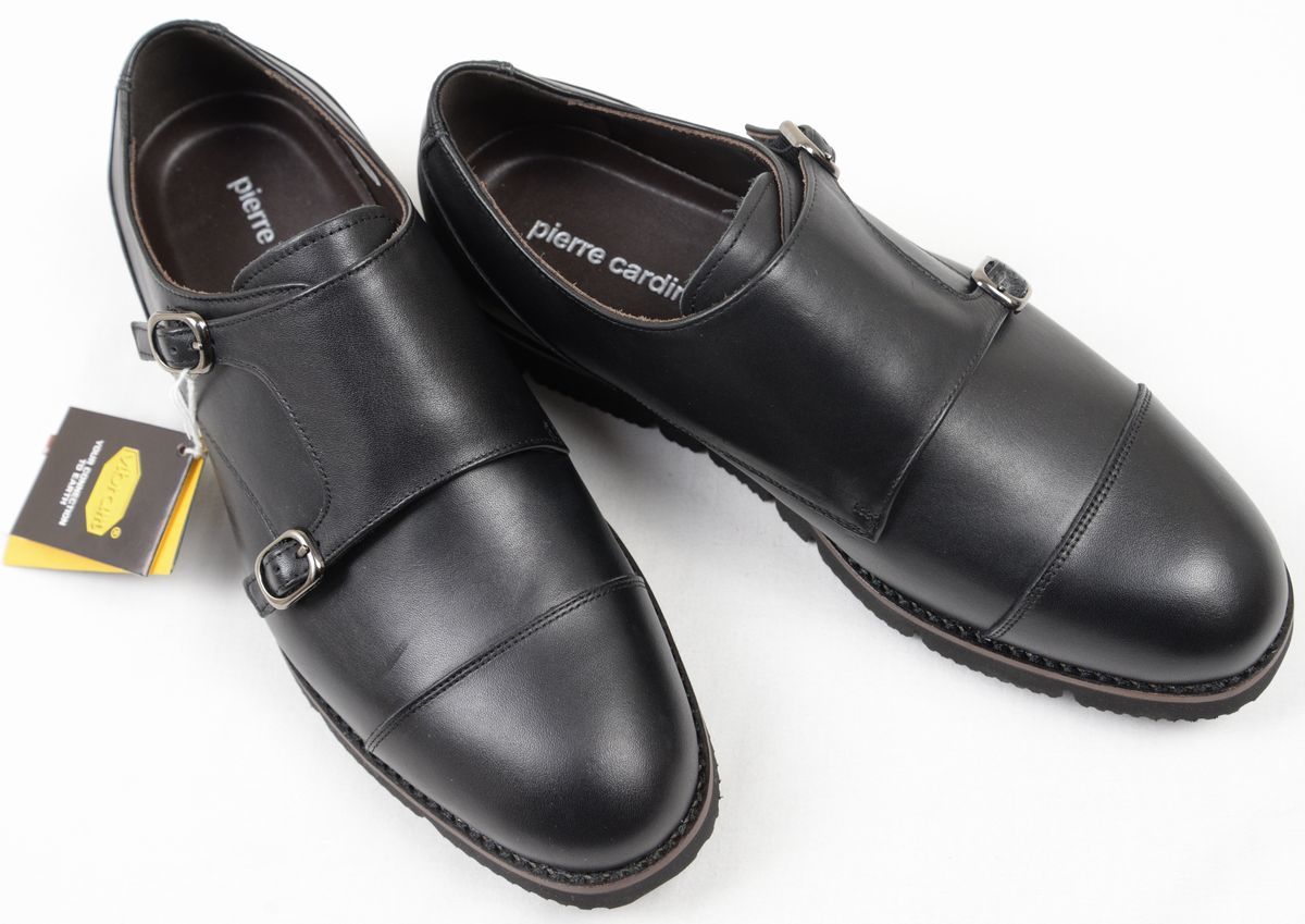 ●定価25300円PierreCardinピエールカルダンビジネスシューズ(PN3013,ダブルモンクストラップ,黒,25.5,VIBRAMソール)新品_画像1