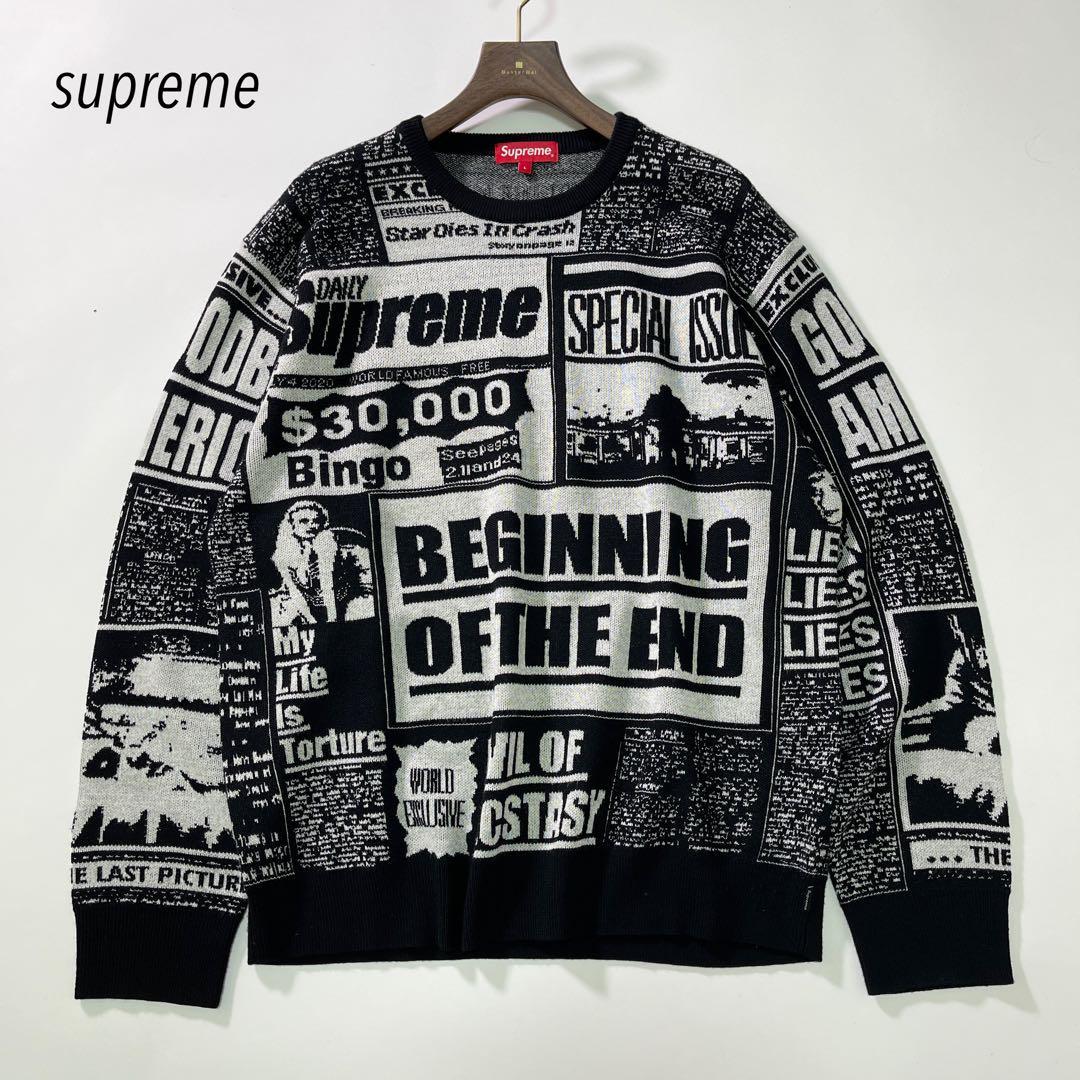 supreme ニュースプリントニット セーター Lサイズ 希少 - ニット