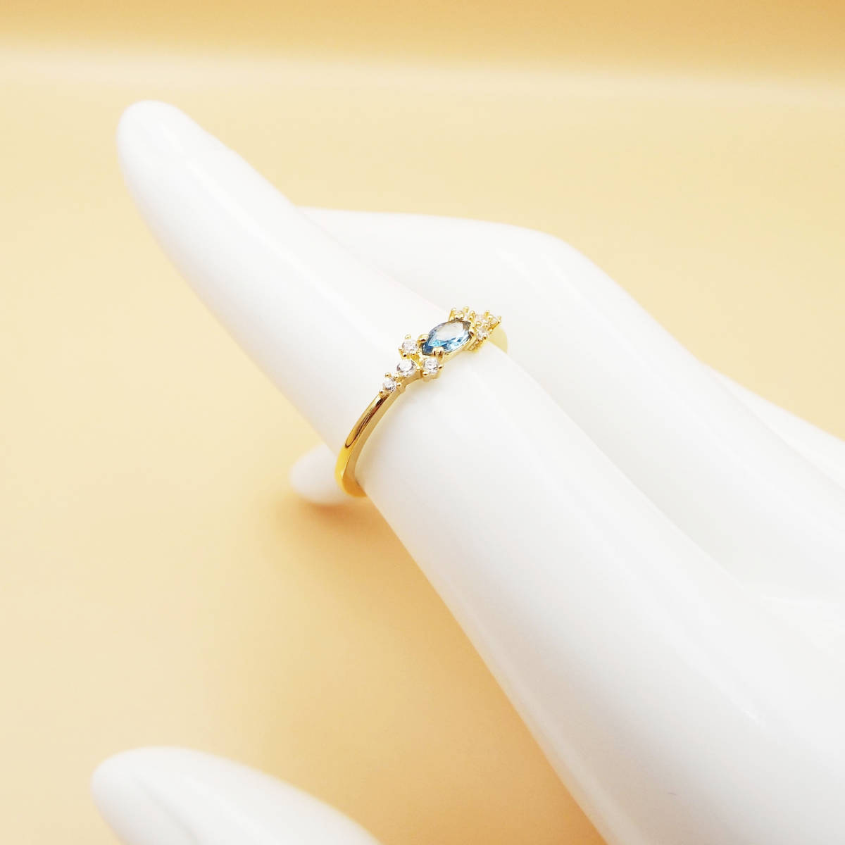 S925 high quality light blue zirconia ring lady's ring 