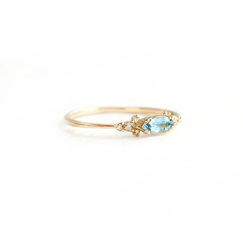 S925 high quality light blue zirconia ring lady's ring 