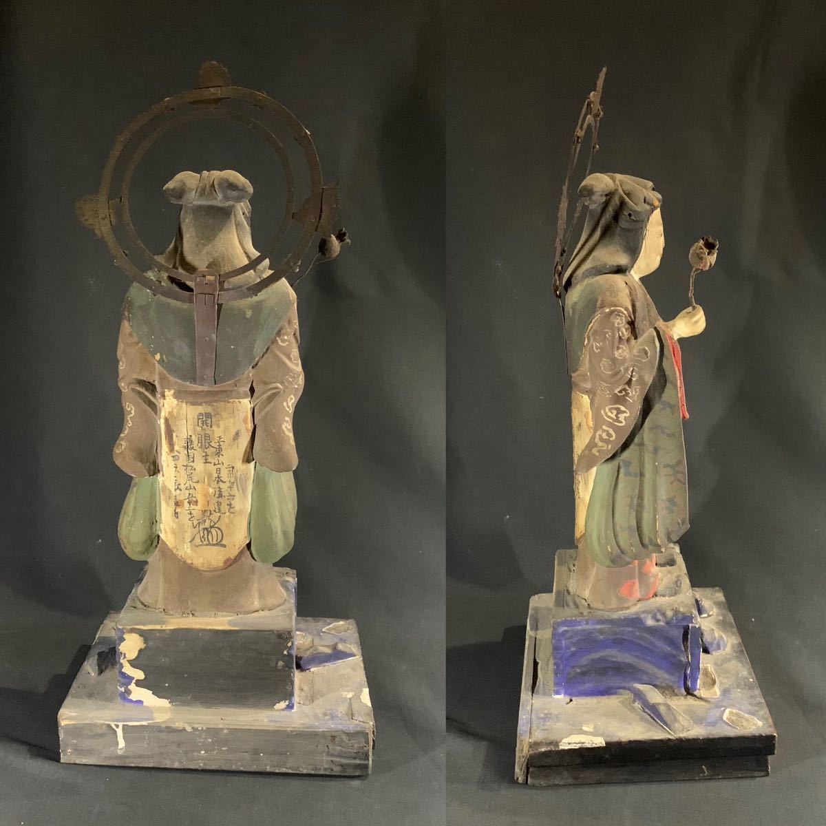 C23A) 時代 木彫 鬼子母神像 厨子 骨董 古美術 仏教美術