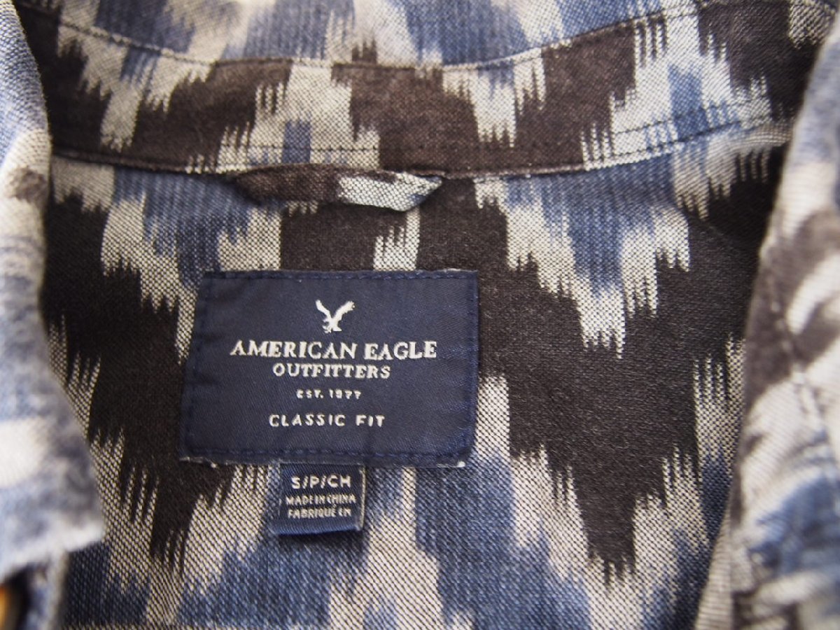  American Eagle Outfitters * короткий рукав кнопка down рубашка * Classic Fit *neitib style рисунок & graph проверка *S(US размер )